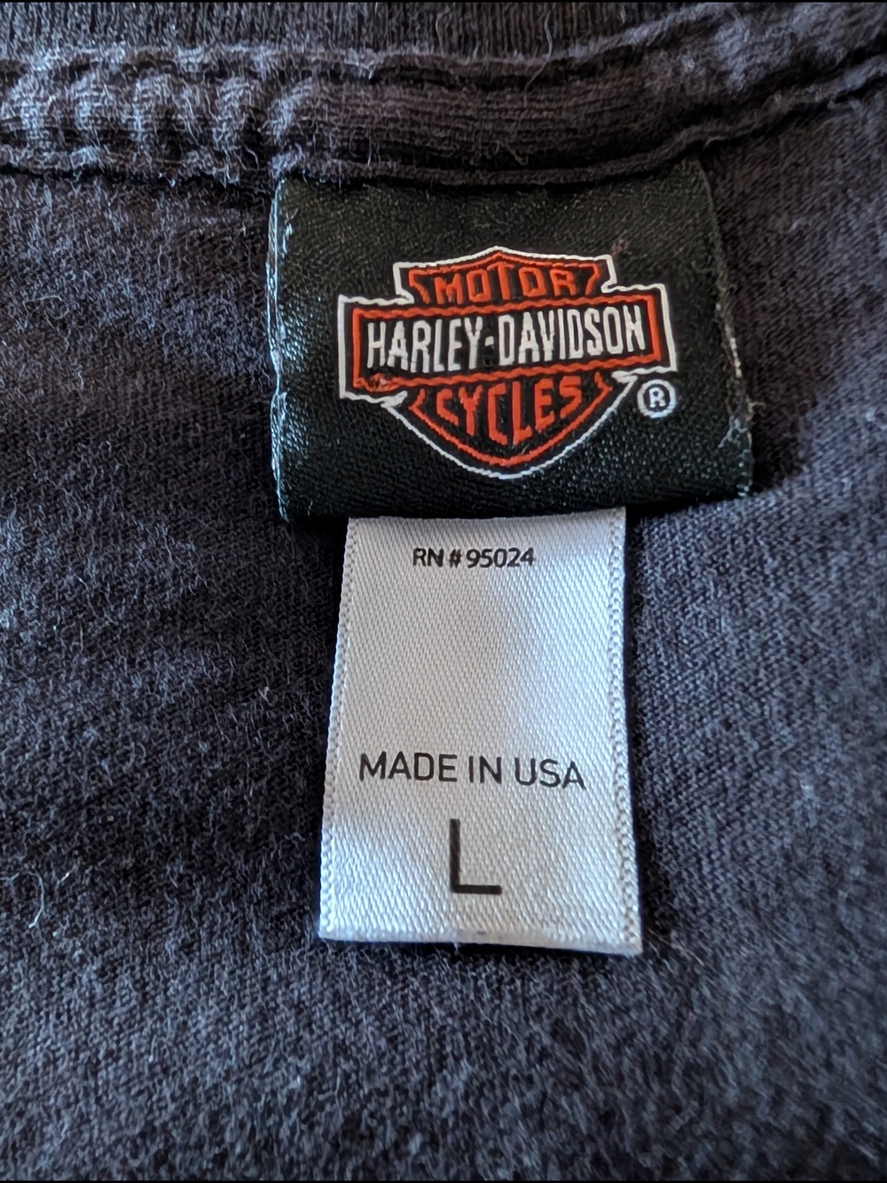 Harley-Davidson Black V-Neck Tee with Purple Script - Picture 3 of 3